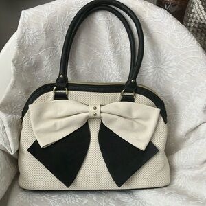Sold…..Betsey Johnson — Elegant Black and Cream Bow Handbag